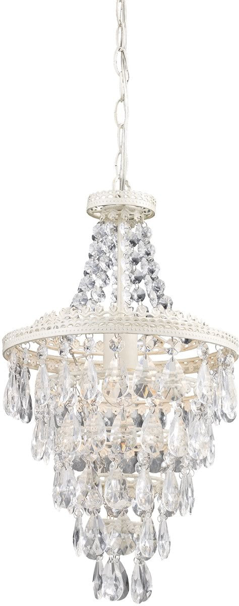 16"W Clear Crystal Pendant Lamp White/Crystal