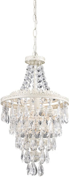 16"W Clear Crystal Pendant Lamp White/Crystal