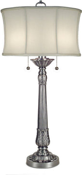 37"H Double Pull Chain Table Lamp Pewter