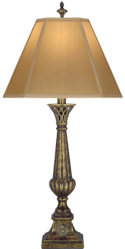 35"H 1-Light 3-Way Table Lamp Amber Tortoise Shell