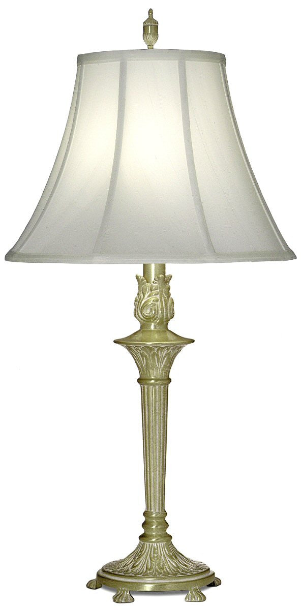 Stiffel Lamps 1-Light 3-Way Table Lamp Satin Brass White Antique TLA824SBW
