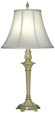 33"H 1-Light 3-Way Table Lamp Satin Brass White Antique