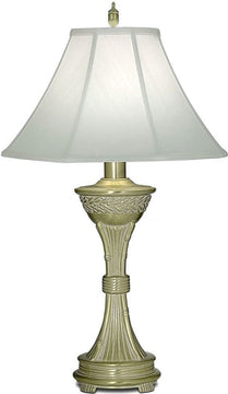 32"H 3-Way Table Lamp Satin Brass White Antique