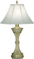 Stiffel Lamps 3-Way Table Lamp Satin Brass White Antique TLA844SBW