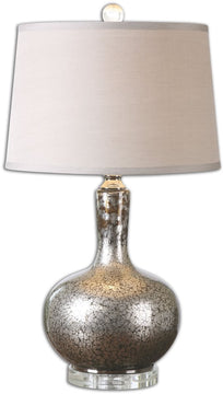 27"H Aemilius 1-Light Table Lamp Dark Bronze / Polished Nickel