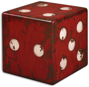 19"H Dice Accent Table Burnt Red