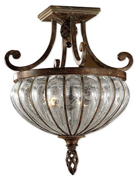 Uttermost Galeana 2-Light Semi Flush Mount Antique Saddle 22208