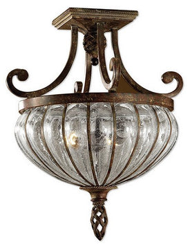 Galeana 2-Light Semi Flush Mount Antique Saddle