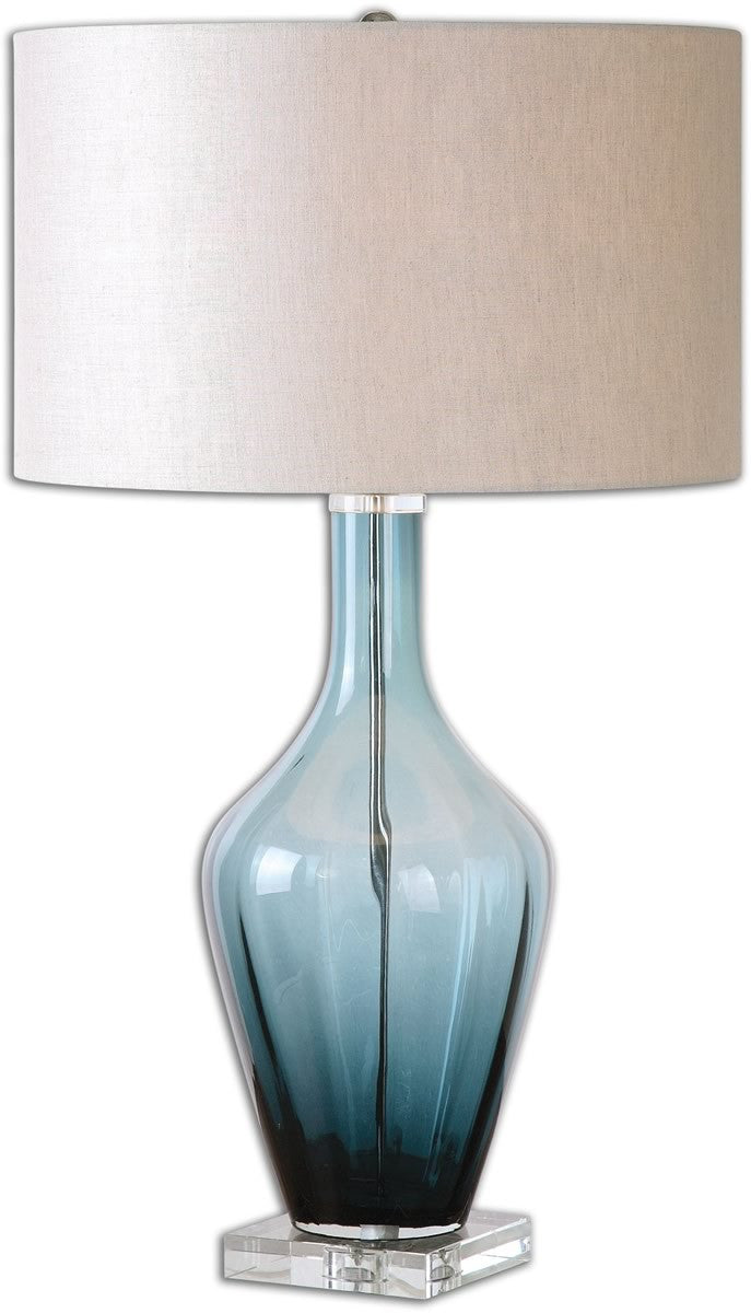 Uttermost 28 inchh Hagano 1-Light Table Lamp Dark Azure Blue 26191-1