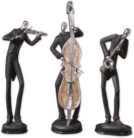 18"H Musicians Statues Slate Gray