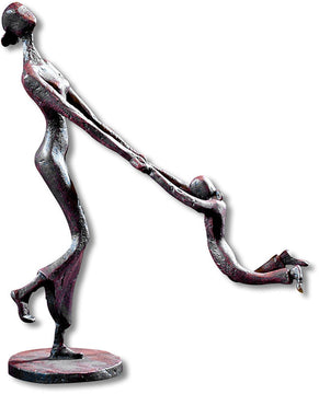 11"H At Play Statue Antique Chestnut