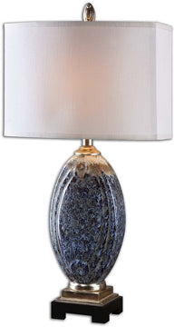 30"H Latah 1-Light Table Lamp Blue/Ivory/Champagne