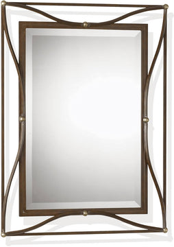 38"H x 28"W Thierry Mirror Scratched Bronze