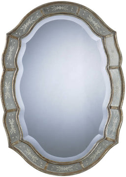 35"H x 25"W Fifi Mirror Heavily Antiqued Gold Leaf