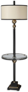66"H Revolution  1-Light Floor Lamp with Shelf Rustic Black