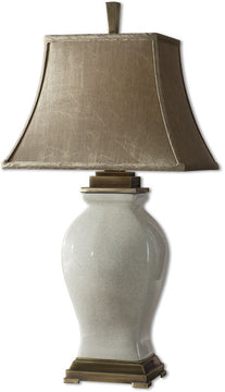 33"H Rory Ivory 1-Light Table Lamp Aged Ivory Glaze