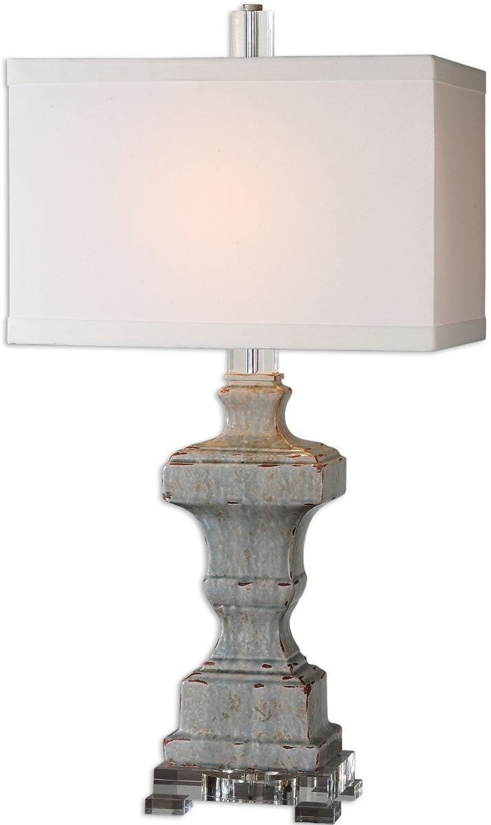 Uttermost 31 inchh San Marcello 1-Light Table Lamp Distressed Light Blue 26484-1