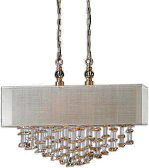 30"W Santina 2-Light Pendant Plated Antiqued Brushed Brass
